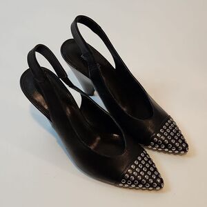 MICHAEL Michael Kors Black Studded Gemma Slingback Heels Women's Sz 6M EUC NICE!